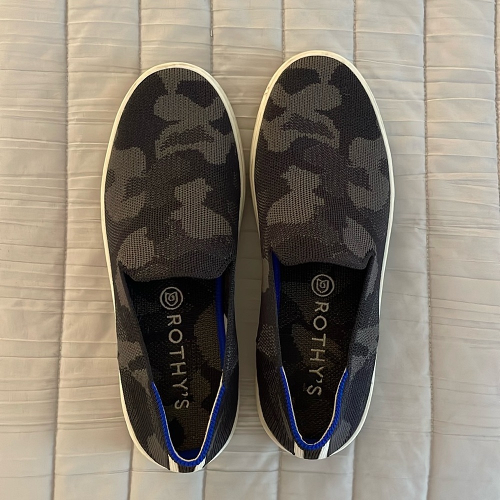 Rothy’s gray camo shoes